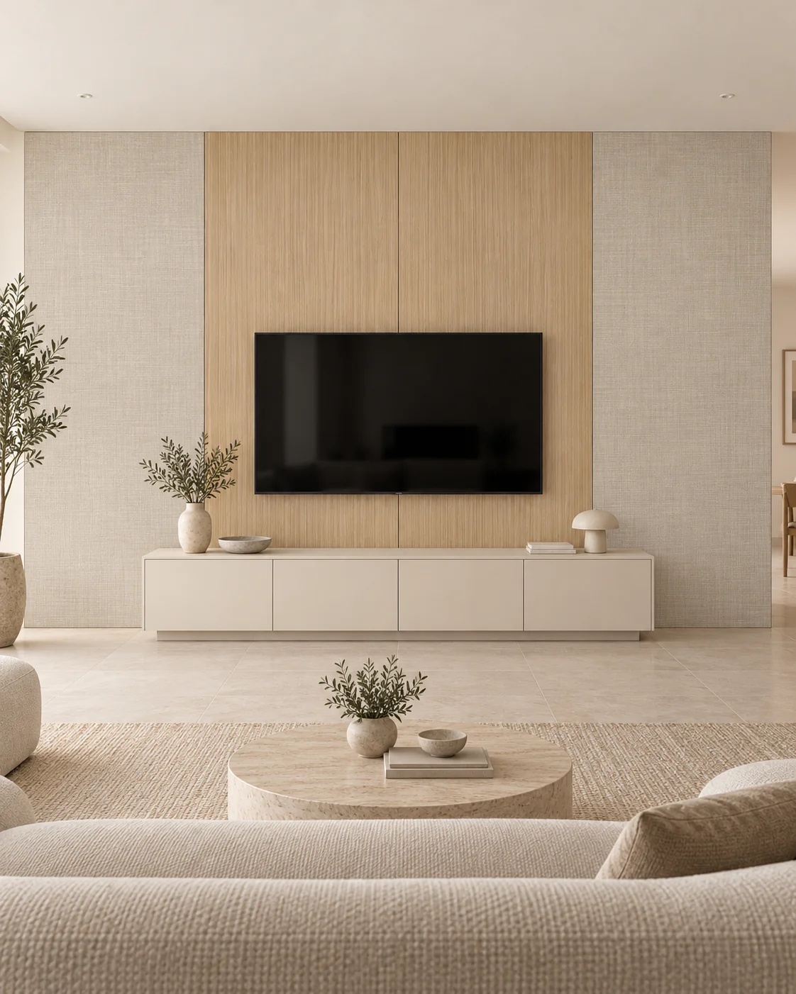 Mur TV Duo Chêne avec meuble assorti — NovaBard Tanger